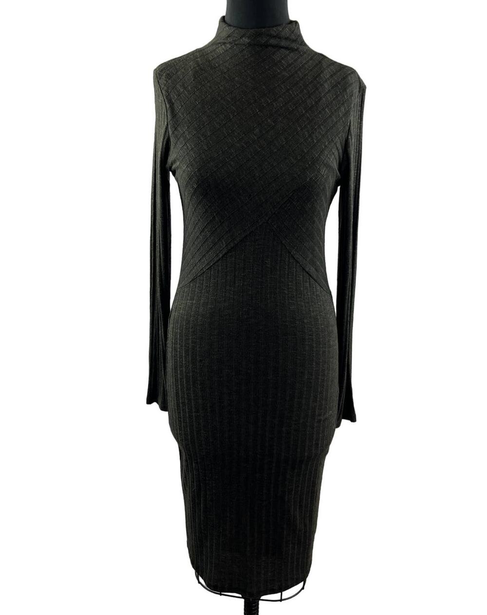 MICHAEL STARS Olive Jasper Poor Boy Mock Neck Long Sleeve Midi Dress Size S NWT